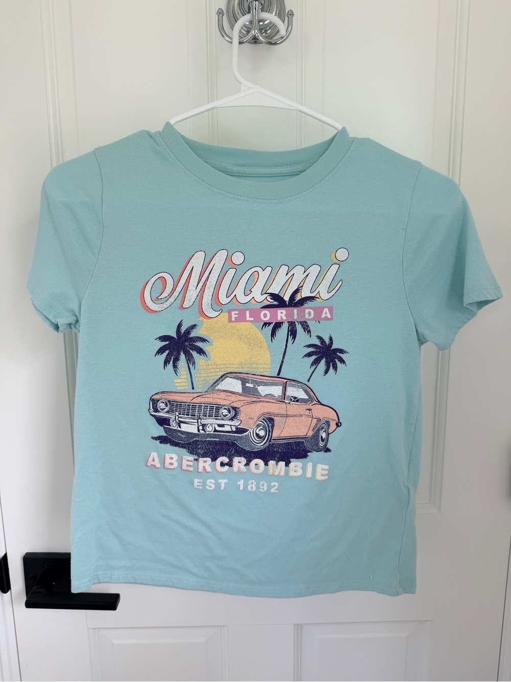 Girls Abercrombie & Fitch Miami Graphic Tee - Light Blue